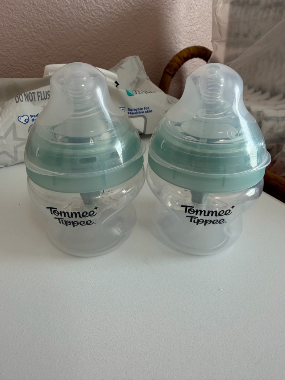 Tommee Tippee Baby Bottle Pair in Mint Green. Never Used.